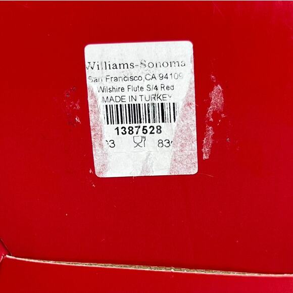 Williams Sonoma Jewel Cut Wilshire Collection Set of 4 Red Champagne Flutes NEW - Picture 6 of 10